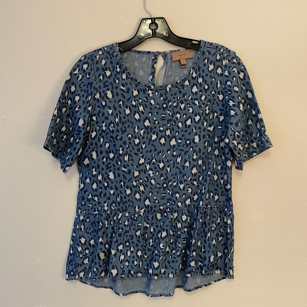 Anthropologie Kachel Cheetah Peplum Top